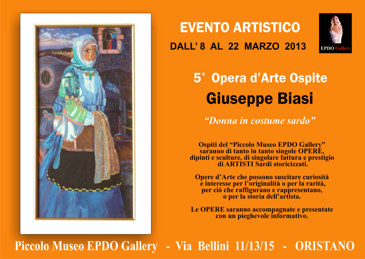 Giuseppe Biasi - Museo EPDO Gallery - Via Bellini 15 ORISTANO